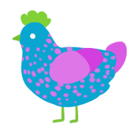 A cerulean and orchid chicken with a speckle pattern