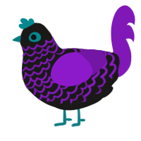A sable and violet chicken with a lace pattern