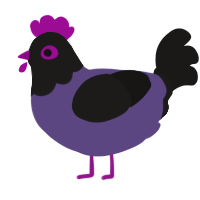 A overcast and sable chicken with a head pattern