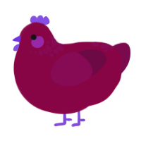 A maroon and wine chicken with a neck-speckle pattern