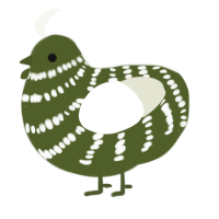 A olive and white chicken with a bar pattern