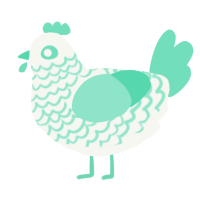 A white and mint chicken with a lace pattern