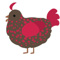 A bark and crimson chicken with a speckle pattern
