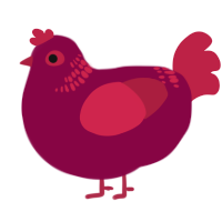 A maroon and crimson chicken with a neck-band pattern