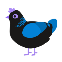 A sable and sapphire chicken with a neck-band pattern