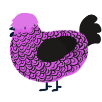 A orchid and sable chicken with a double-lace pattern