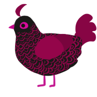 A sable and maroon chicken with a double-lace pattern