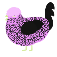 A lavender and black chicken with a double-lace pattern