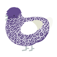 A overcast and white chicken with a double-lace pattern