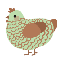 A gluppy and brown chicken with a lace pattern