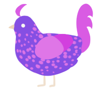 A blurple and orchid chicken with a speckle pattern