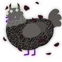 A sable and grey chicken with a double-lace pattern