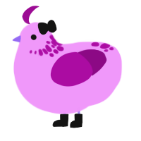 Birthday Cake, a lavender and plum chicken with a neck-speckle pattern