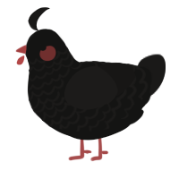 A black and sable chicken with a lace pattern