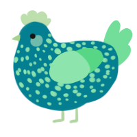 Sea Bippy, a sea and spring chicken with a speckle pattern