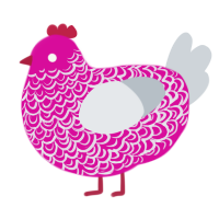A fuchsia and mist chicken with a double-lace pattern