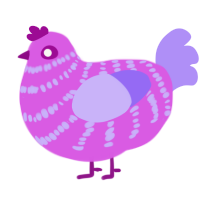 A orchid and lilac chicken with a bar pattern