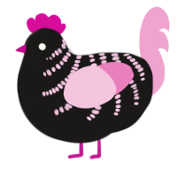 A sable and pink chicken with a half-bar pattern