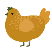 A ochre and orange chicken with a half-lace pattern