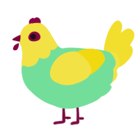 A spring and yellow chicken with a head pattern