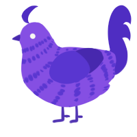 A blurple and indigo chicken with a bar pattern