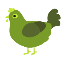 A chartreuse and olive chicken