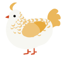 A white and honey chicken with a half-lace pattern