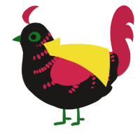 A sable and crimson chicken with a half-bar pattern