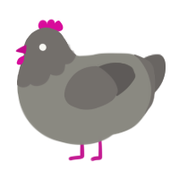 A ash and grey chicken with a head pattern