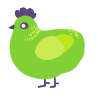A grass and lime chicken with a neck-band pattern