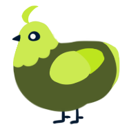 A olive and lime chicken with a head pattern