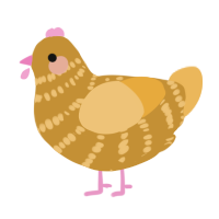 A gold and honey chicken with a bar pattern