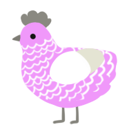 A lavender and white chicken with a lace pattern