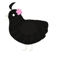 A black and sable chicken with a bar pattern