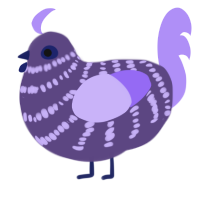 A overcast and lilac chicken with a bar pattern