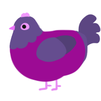 A plum and overcast chicken with a head pattern