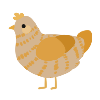A beige and orange chicken with a bar pattern