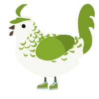 A white and chartreuse chicken with a half-lace pattern