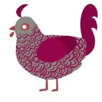 A ash and maroon chicken with a double-lace pattern