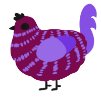 A wine and blurple chicken with a bar pattern