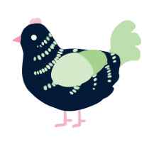 A tumblr and gluppy chicken with a half-bar pattern
