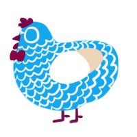 A sky and cream chicken with a lace pattern