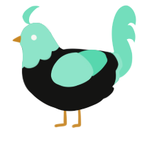 A black and mint chicken with a head pattern