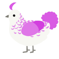 A white and orchid chicken with a half-lace pattern