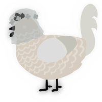 A cream and white chicken with a lace pattern