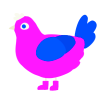 A orchid and ultramarine chicken