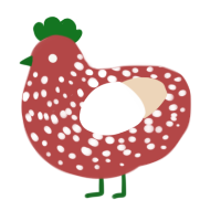 A red and cream chicken with a speckle pattern