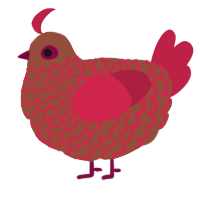 A russet and crimson chicken with a lace pattern
