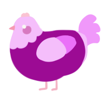 A plum and lavender chicken with a head pattern