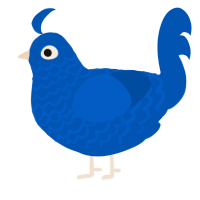A ultramarine chicken with a lace pattern